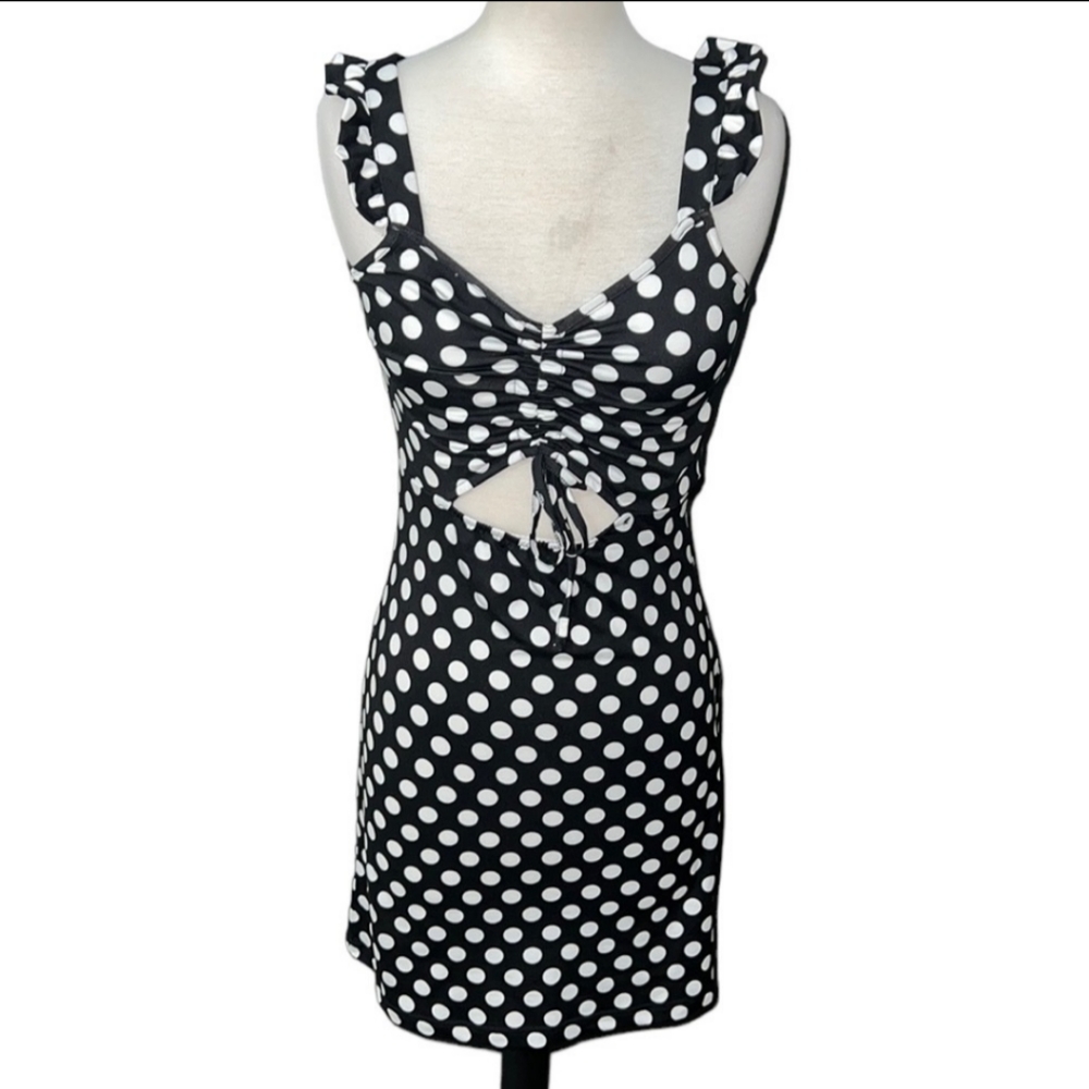 VERO MODA Black and White Polka Dot Mini Dress Small